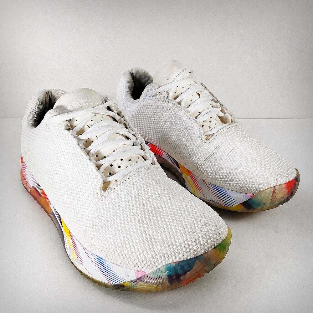 NOBULL Trainer Men’s 8.5 Women’s 10 White Rainbow Cross Training Shoes